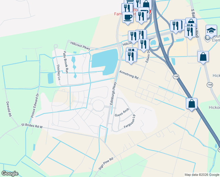 map of restaurants, bars, coffee shops, grocery stores, and more near 1904 Ferguson Loop in Chesapeake