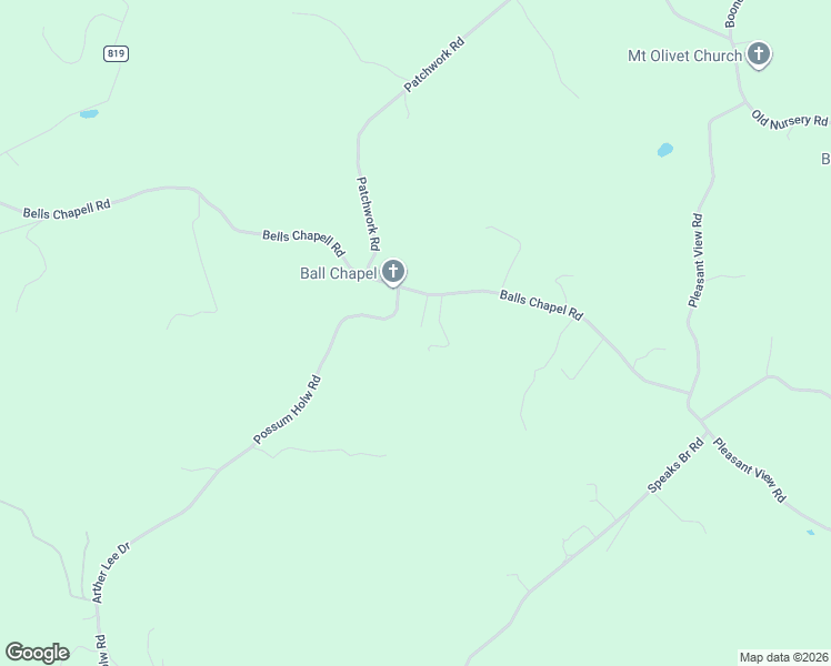 map of restaurants, bars, coffee shops, grocery stores, and more near 1704 Balls Chapel Road in Rose Hill