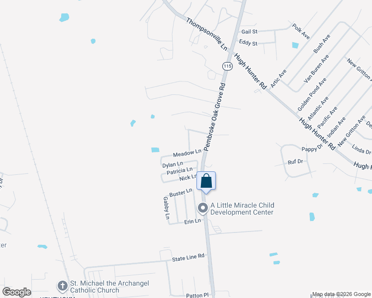 map of restaurants, bars, coffee shops, grocery stores, and more near 200-410 Meadow Lane in Oak Grove