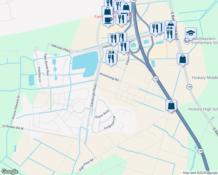 map of restaurants, bars, coffee shops, grocery stores, and more near 1901 Ferguson Loop in Chesapeake