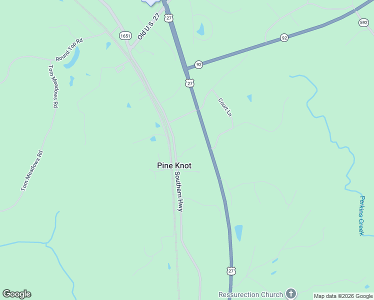 map of restaurants, bars, coffee shops, grocery stores, and more near Chaney Road in Pine Knot