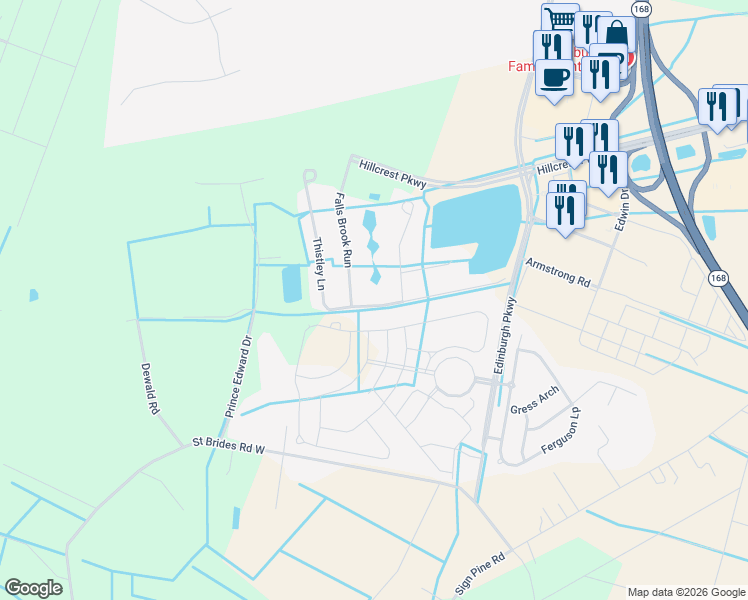 map of restaurants, bars, coffee shops, grocery stores, and more near 452 Thistley Lane in Chesapeake