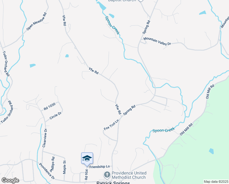 map of restaurants, bars, coffee shops, grocery stores, and more near 203 Vfw Road in Patrick Springs