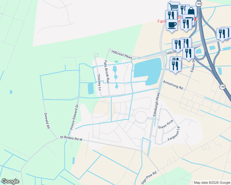 map of restaurants, bars, coffee shops, grocery stores, and more near 452 Thistley Lane in Chesapeake