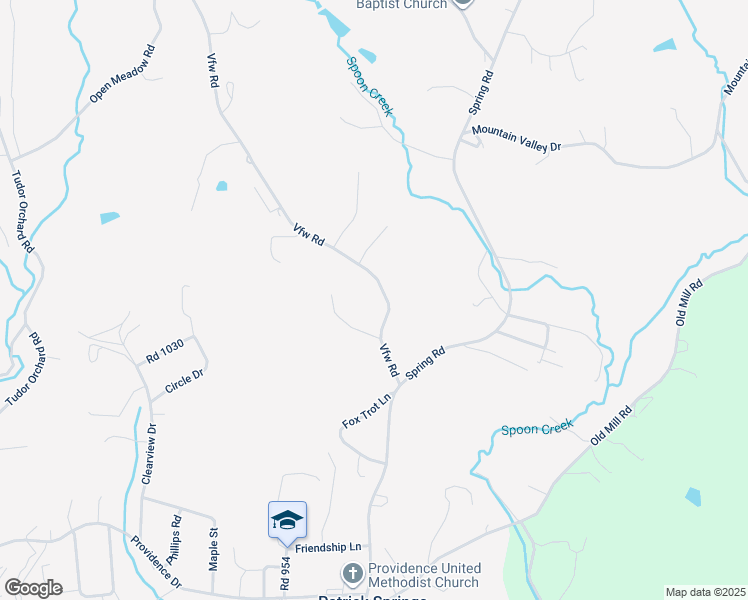 map of restaurants, bars, coffee shops, grocery stores, and more near 203 Vfw Road in Patrick Springs