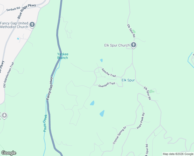 map of restaurants, bars, coffee shops, grocery stores, and more near 63 Overlook Trail in Fancy Gap
