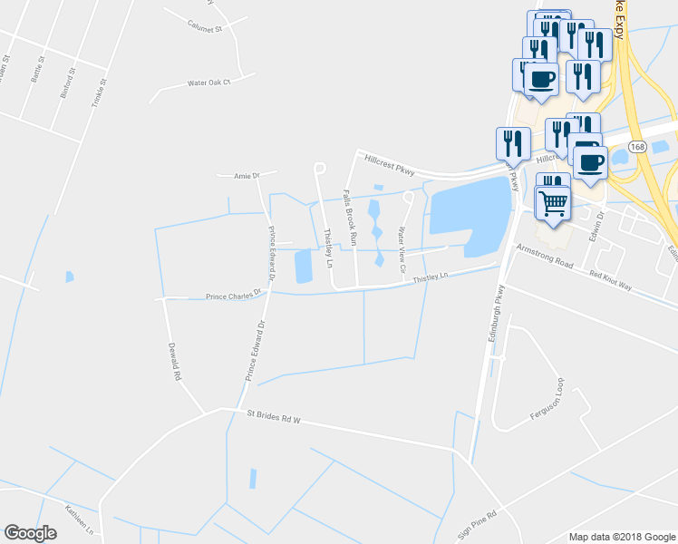 map of restaurants, bars, coffee shops, grocery stores, and more near 508 Thistley Lane in Chesapeake