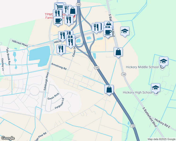 map of restaurants, bars, coffee shops, grocery stores, and more near Red Knot Way in Chesapeake