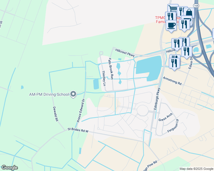 map of restaurants, bars, coffee shops, grocery stores, and more near 508 Thistley Lane in Chesapeake