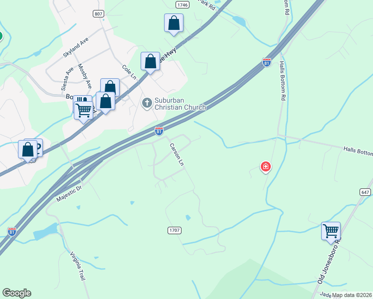 map of restaurants, bars, coffee shops, grocery stores, and more near 16197 Baytree Road in Bristol