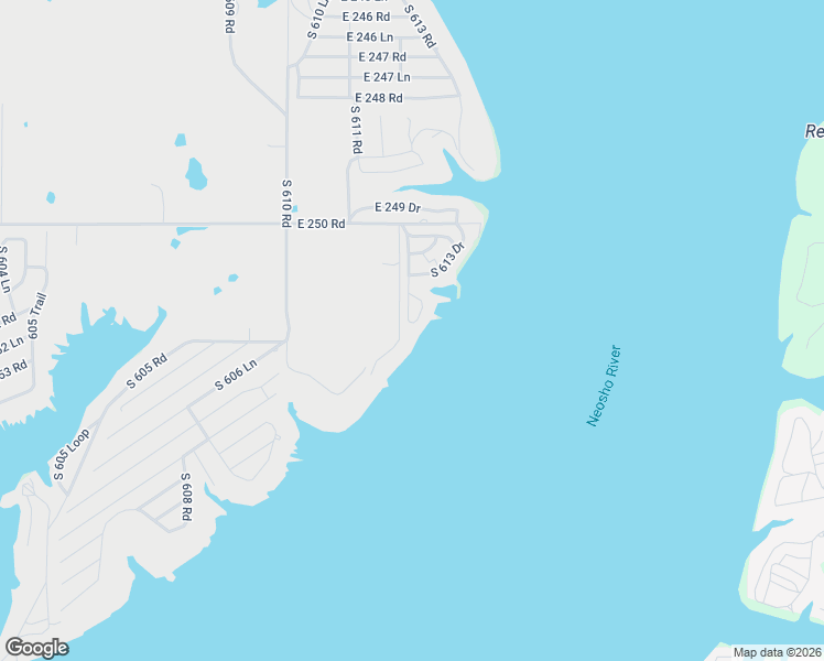 map of restaurants, bars, coffee shops, grocery stores, and more near 25251 South 613 Road in Grove