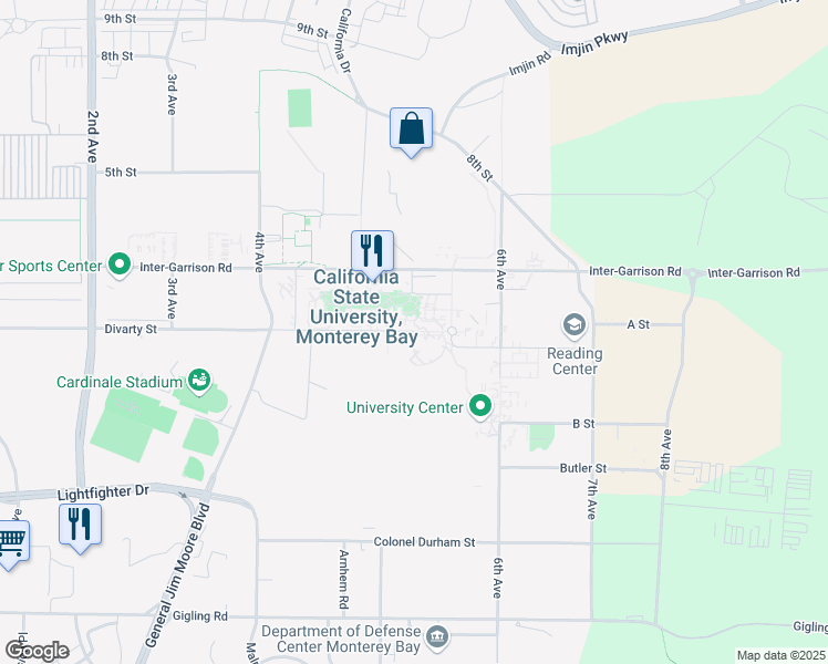 map of restaurants, bars, coffee shops, grocery stores, and more near 3050 Divarty Street in Seaside