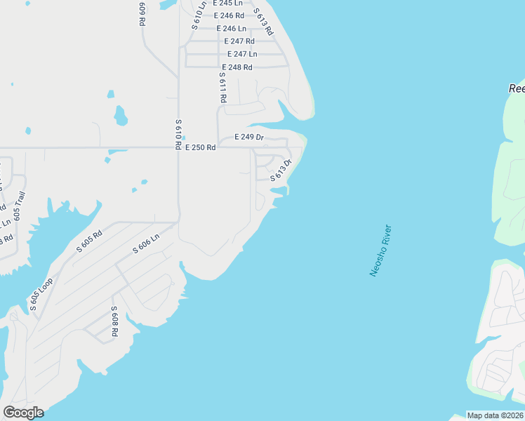 map of restaurants, bars, coffee shops, grocery stores, and more near 25251 South 613 Road in Grove