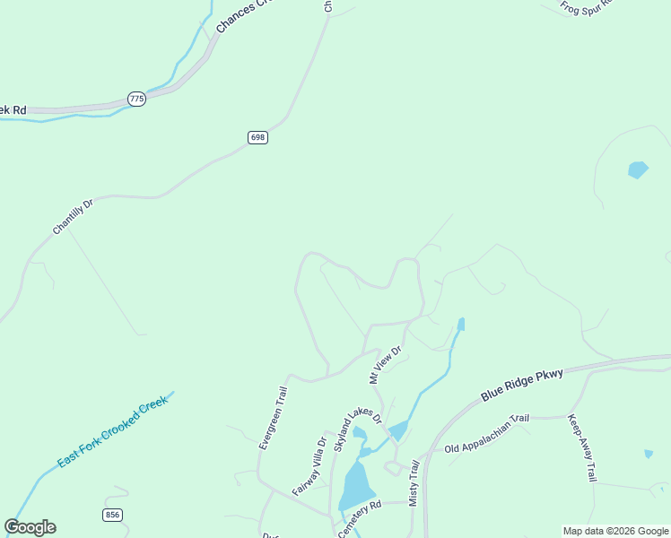 map of restaurants, bars, coffee shops, grocery stores, and more near Rhododendron Lane in Fancy Gap