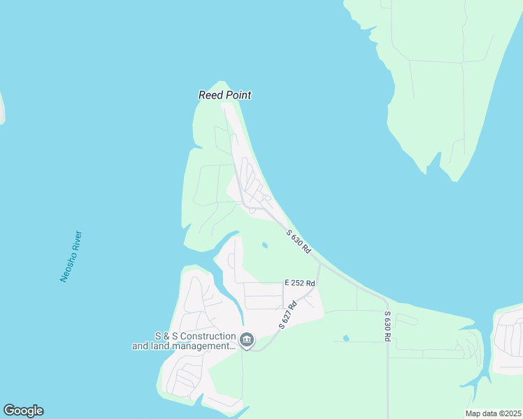 map of restaurants, bars, coffee shops, grocery stores, and more near 24800 South 630 Road in Grove