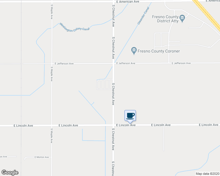 map of restaurants, bars, coffee shops, grocery stores, and more near 5665 South Chestnut Avenue in Fresno