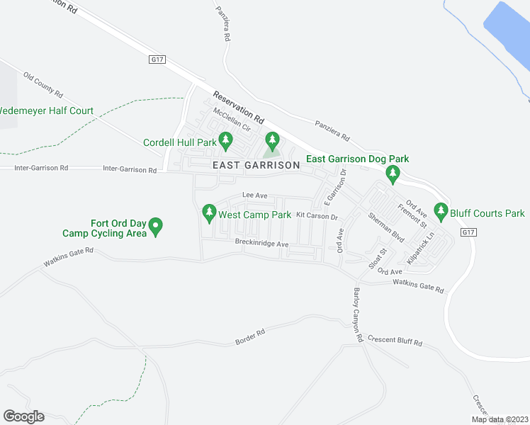 map of restaurants, bars, coffee shops, grocery stores, and more near 14841 Kit Carson Drive in Seaside