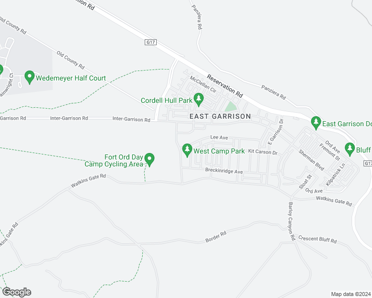 map of restaurants, bars, coffee shops, grocery stores, and more near 14410 Lee Avenue in Marina
