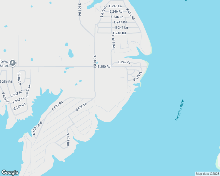 map of restaurants, bars, coffee shops, grocery stores, and more near 61200 East 250 Drive in Grove