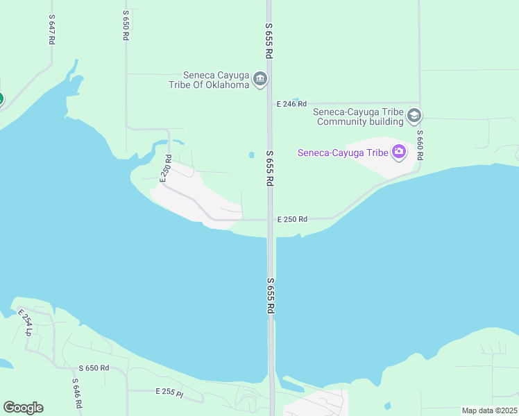 map of restaurants, bars, coffee shops, grocery stores, and more near 24969 South 655 Road in Grove