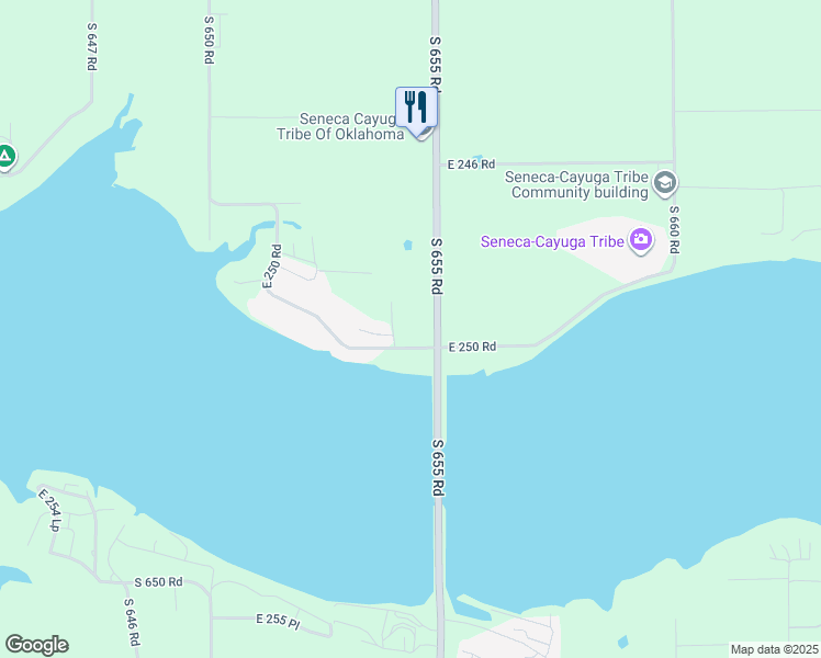 map of restaurants, bars, coffee shops, grocery stores, and more near 24969 South 655 Road in Grove