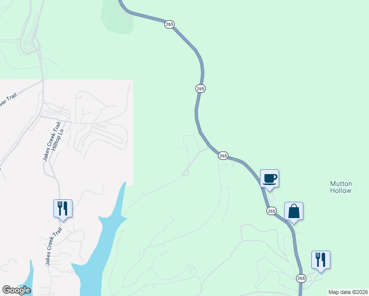 map of restaurants, bars, coffee shops, grocery stores, and more near 95 Wildlife Trail in Branson