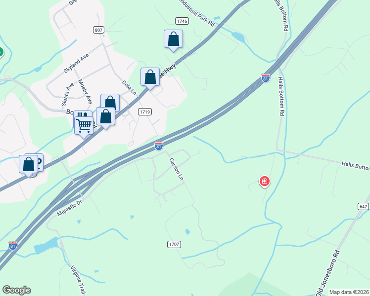 map of restaurants, bars, coffee shops, grocery stores, and more near 16153 Baytree Road in Bristol