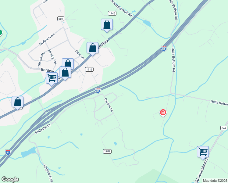 map of restaurants, bars, coffee shops, grocery stores, and more near 16153 Baytree Road in Bristol
