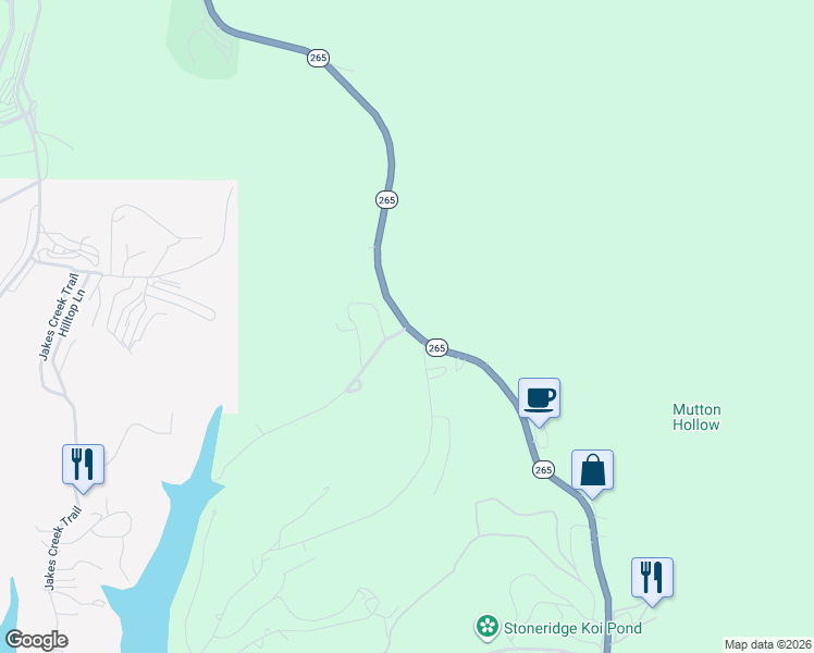 map of restaurants, bars, coffee shops, grocery stores, and more near 4261 State Highway 265 in Branson