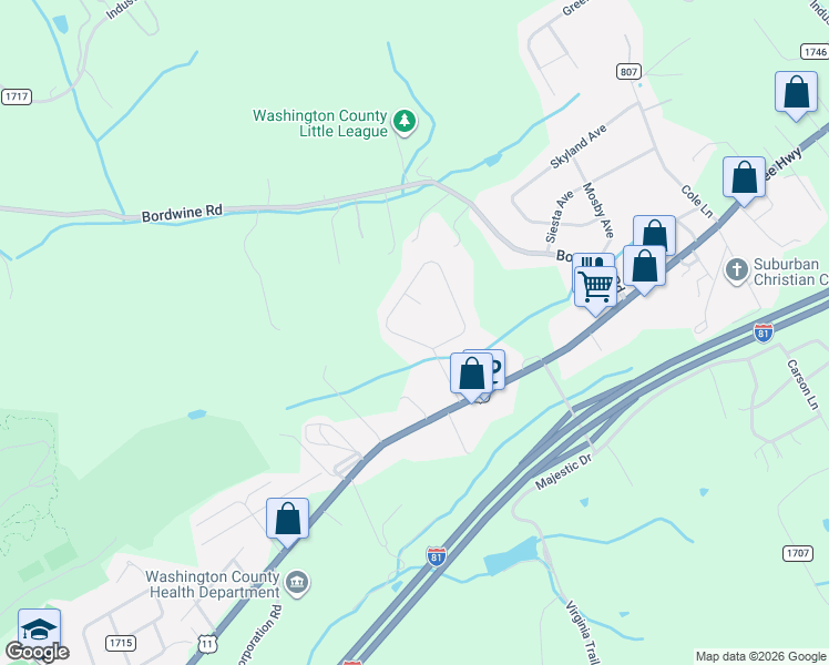 map of restaurants, bars, coffee shops, grocery stores, and more near 15436 Woodstone Circle in Bristol