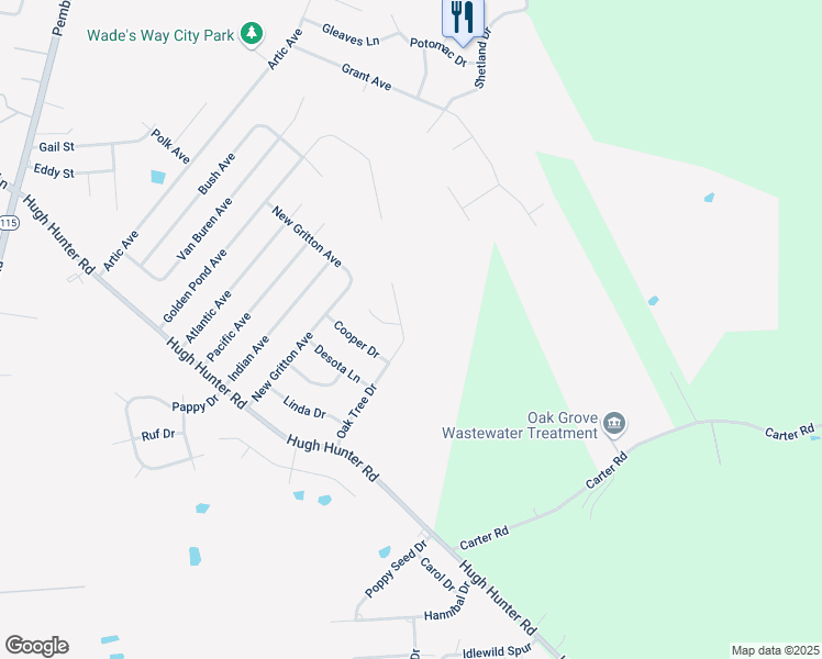 map of restaurants, bars, coffee shops, grocery stores, and more near 169 Oak Tree Drive in Oak Grove