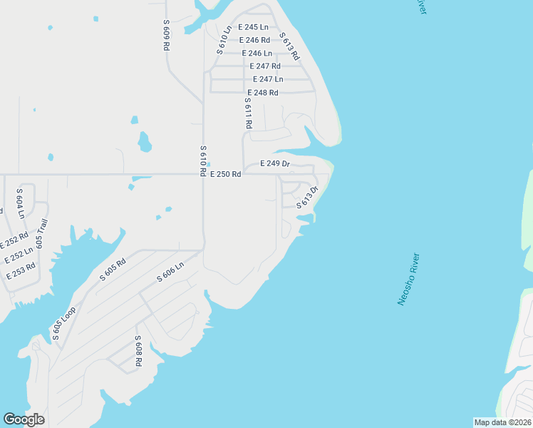 map of restaurants, bars, coffee shops, grocery stores, and more near 25251 South 613 Road in Grove