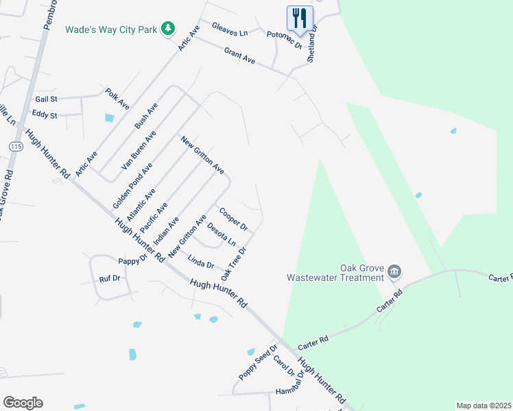 map of restaurants, bars, coffee shops, grocery stores, and more near 169 Oak Tree Drive in Oak Grove