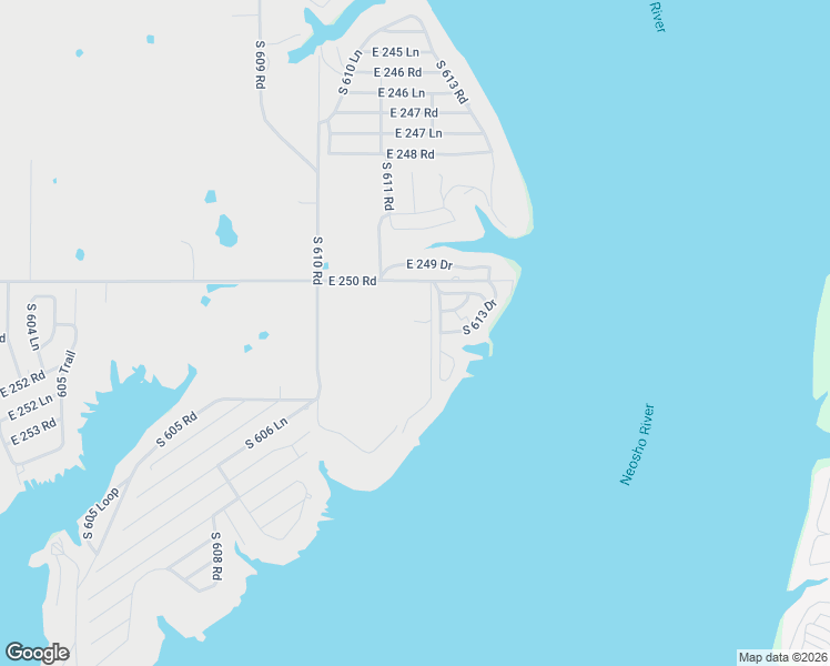 map of restaurants, bars, coffee shops, grocery stores, and more near 25251 South 613 Road in Grove