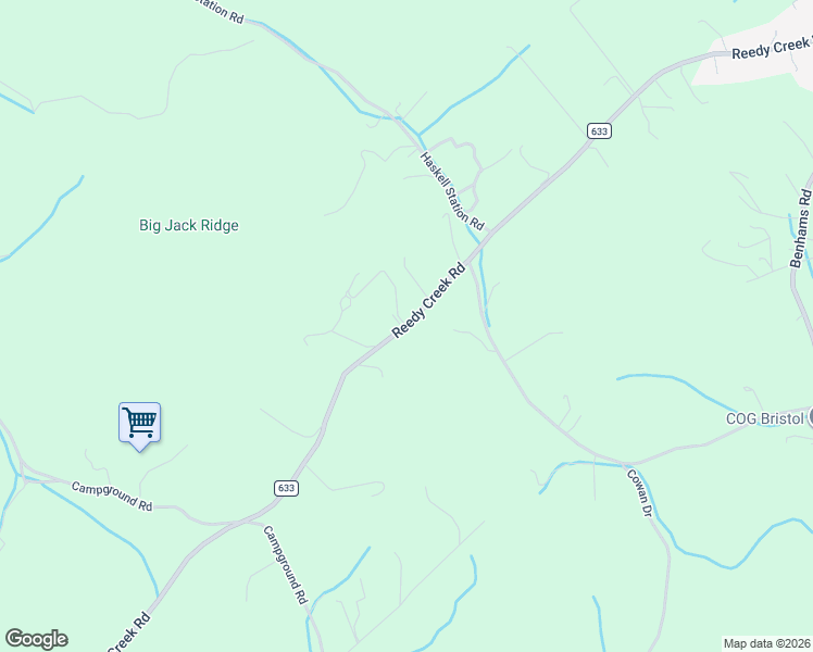 map of restaurants, bars, coffee shops, grocery stores, and more near County Road 633 in Bristol