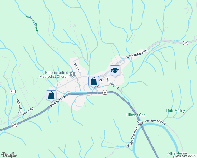 map of restaurants, bars, coffee shops, grocery stores, and more near in Hiltons