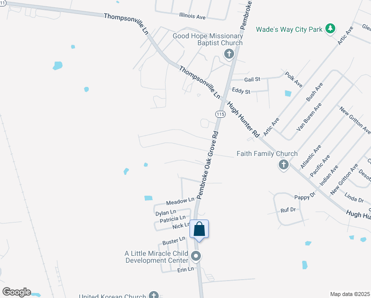 map of restaurants, bars, coffee shops, grocery stores, and more near 225 Azalea Drive in Oak Grove