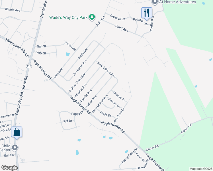 map of restaurants, bars, coffee shops, grocery stores, and more near 530 Indian Avenue in Oak Grove