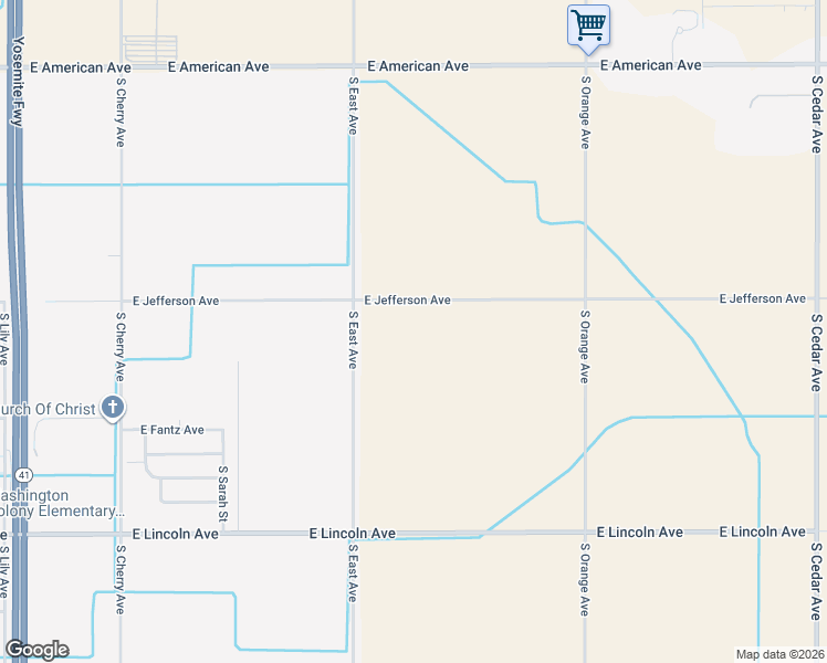 map of restaurants, bars, coffee shops, grocery stores, and more near 1109 East Jefferson Avenue in Fresno