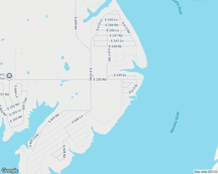 map of restaurants, bars, coffee shops, grocery stores, and more near 61200 East 250 Drive in Grove