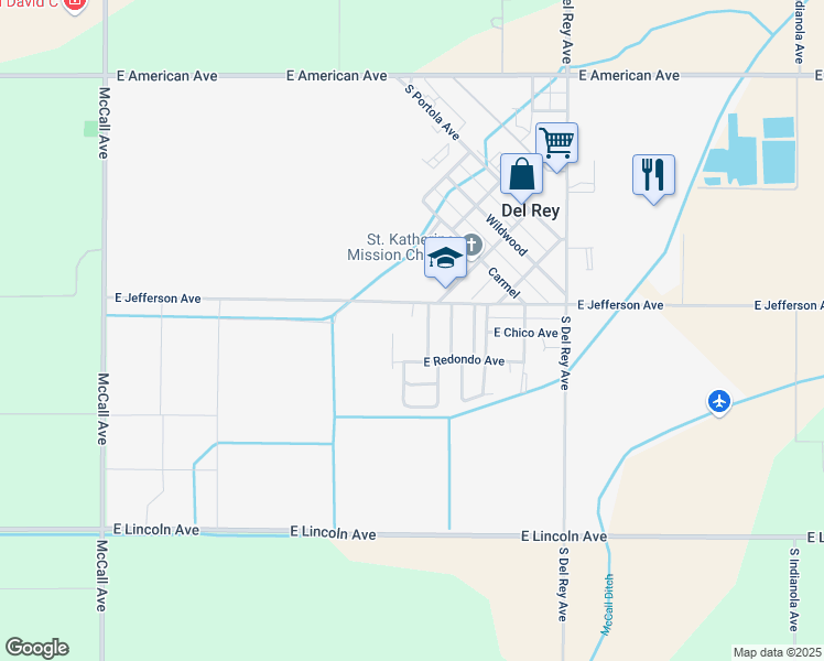 map of restaurants, bars, coffee shops, grocery stores, and more near 5520 South Autumn in Del Rey