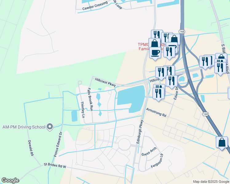 map of restaurants, bars, coffee shops, grocery stores, and more near 1601 Water View Circle in Chesapeake