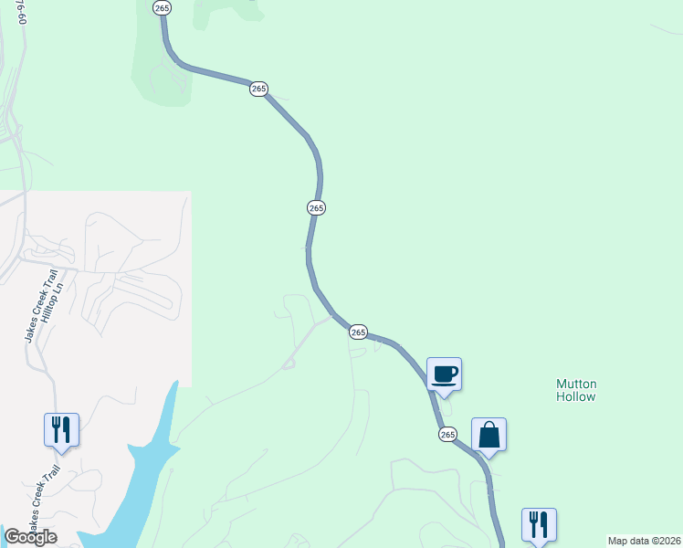 map of restaurants, bars, coffee shops, grocery stores, and more near 4404-4530 State Highway 265 in Branson