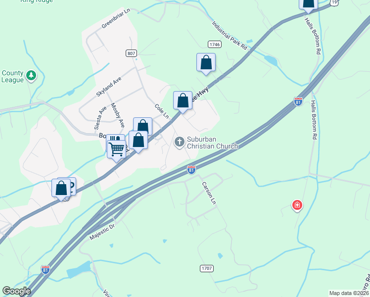 map of restaurants, bars, coffee shops, grocery stores, and more near 16000 Talent Lane in Bristol