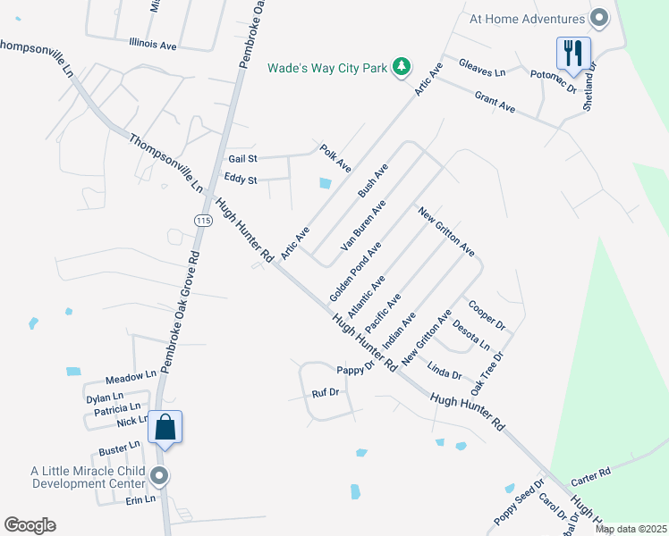 map of restaurants, bars, coffee shops, grocery stores, and more near 914 Van Buren Avenue in Oak Grove