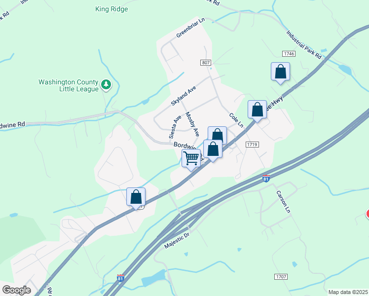 map of restaurants, bars, coffee shops, grocery stores, and more near 15398 Bordwine Road in Bristol