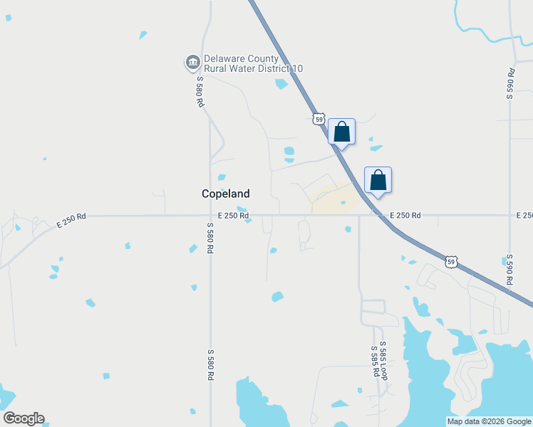 map of restaurants, bars, coffee shops, grocery stores, and more near 58201 East 250 Road in Afton