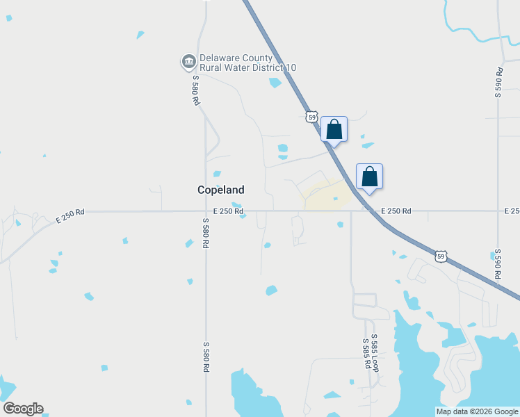 map of restaurants, bars, coffee shops, grocery stores, and more near 58201 East 250 Road in Afton