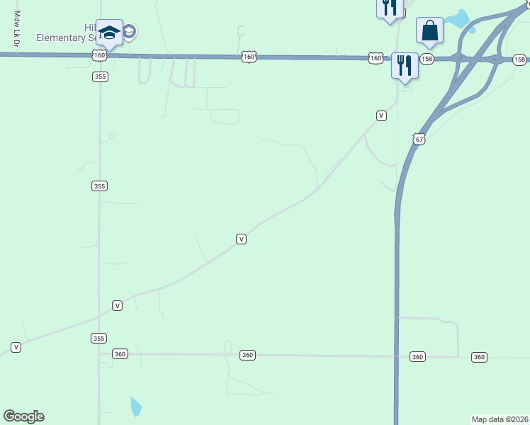 map of restaurants, bars, coffee shops, grocery stores, and more near 527 Highway V in Harviell