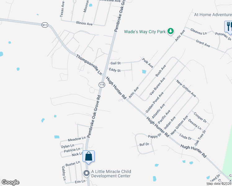 map of restaurants, bars, coffee shops, grocery stores, and more near 230 Hugh Hunter Road in Oak Grove